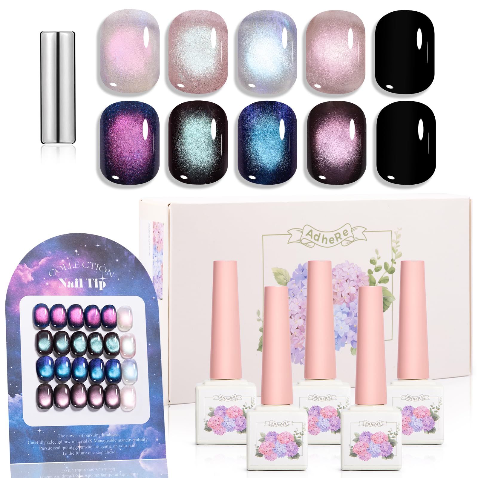 Amazon.com : ADHERE Cat Eye Gel Nail Polish Set - 4 Colors 12ml